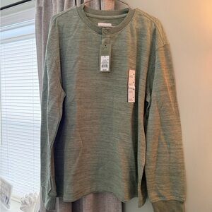 Green Long Sleeve Henley Shirt